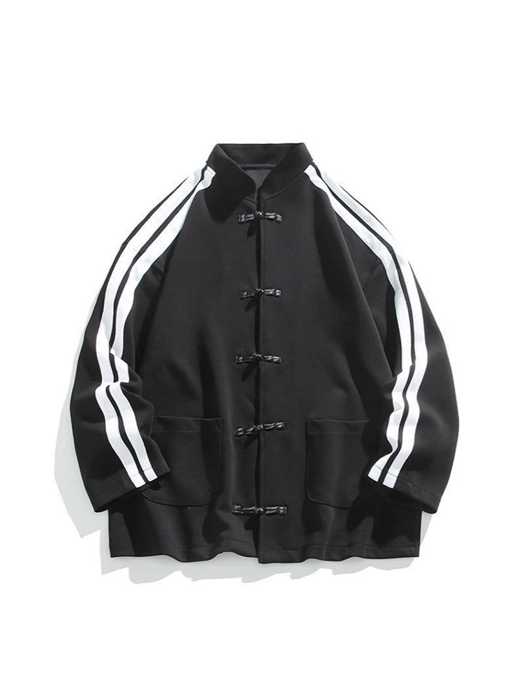 Streetwear Brand Y2K - Übergroße Sweatshirt-Jacke für Damen, Schwarz, Stehkragen,
