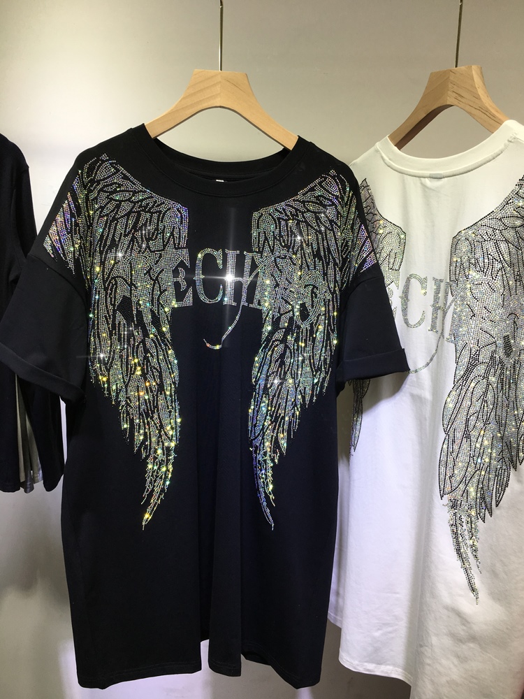 Streetwear Brand Clothing - L-4XL übergroße Strass Engels flügel Harley