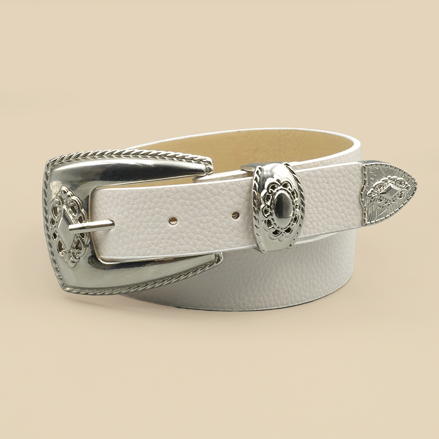 Off White Belt - Weißer Rand-Damengürtel, einfarbig, lässig, täglicher Gürtel,