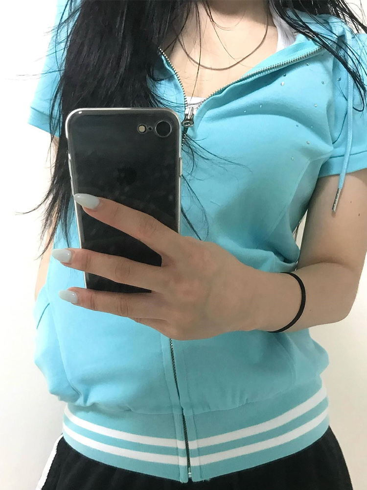 Streetwear Brand Y2K - Damen Y2K Hot Girl Zipper-Hoodie mit