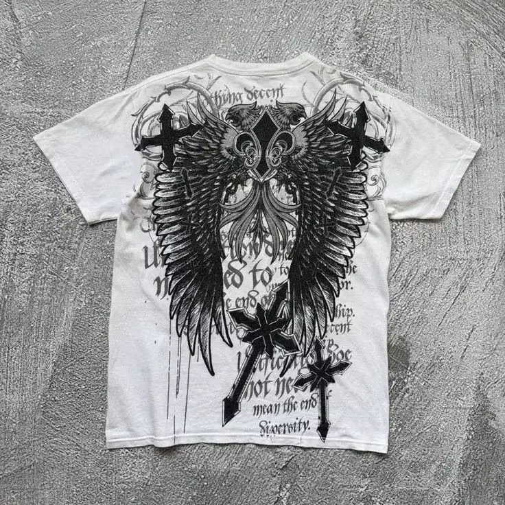 Streetwear Brand Y2K - Y2K Gothic Wing Cross Klassisches amerikanisches