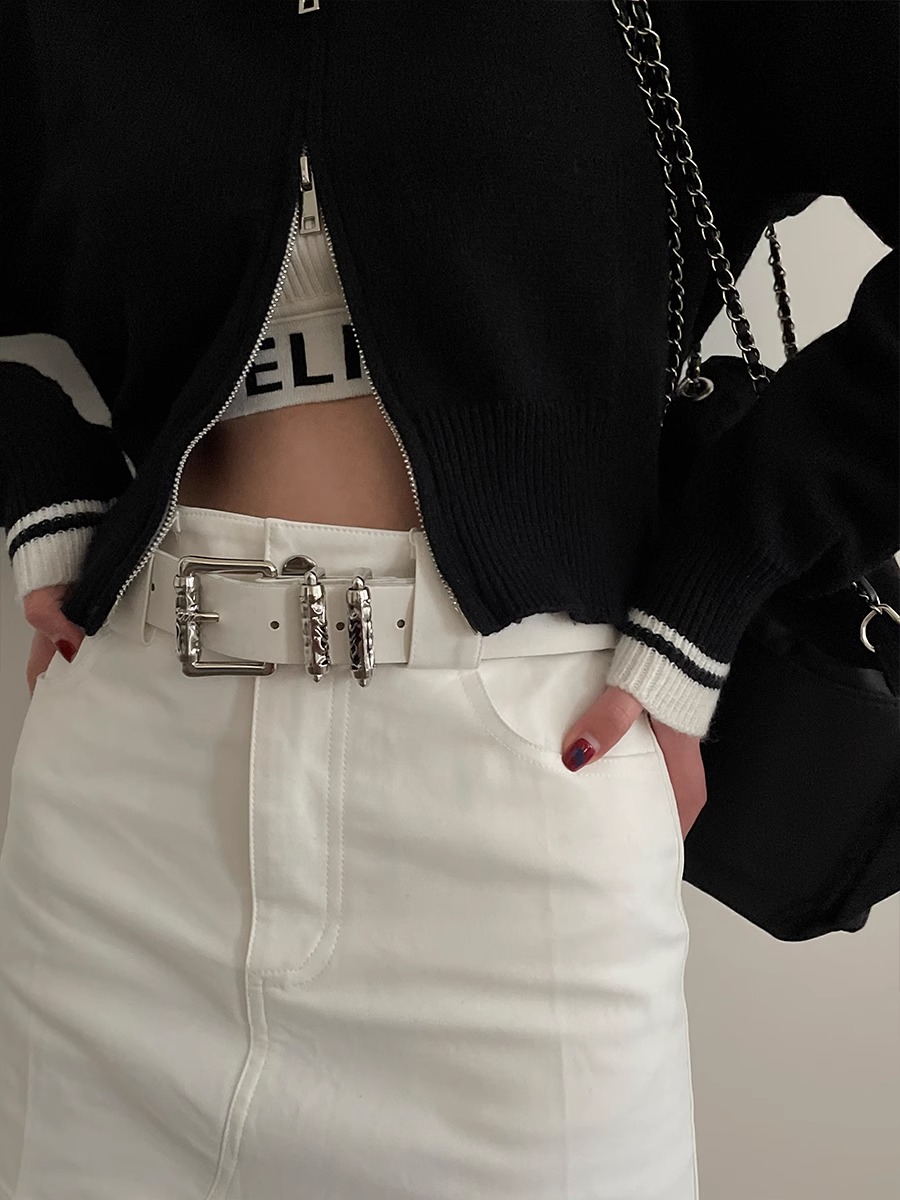 Off White Belt - Neue Retro weibliche Subkultur Gürtel Punk