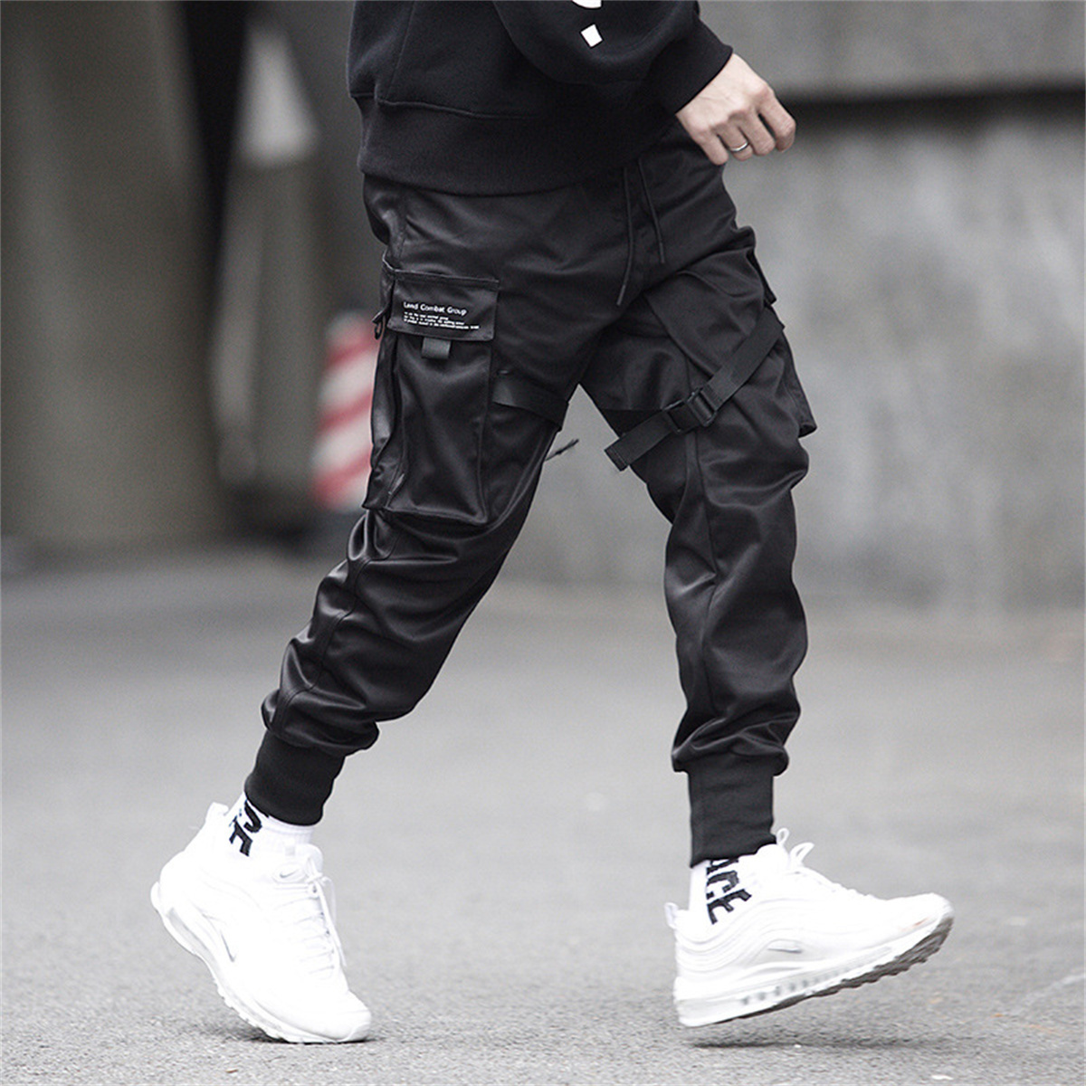Schwarz Hip Hop Cargo Hosen So – Streetwear Brand Clothing Bewertung und Preis